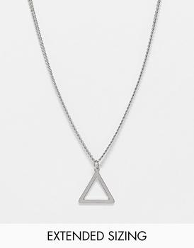 推荐ASOS DESIGN necklace with triangle pendant in silver商品
