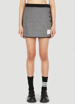 Thom Browne | Logo Patch Wrap Skirt in Grey商品图片,