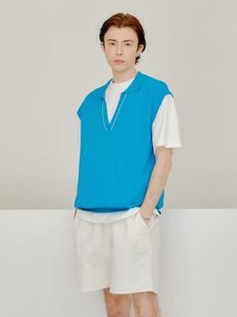 商品GENERAL IDEA STANDARD | new logo collar vest BLUE S22A06042,商家W Concept,价格¥375图片