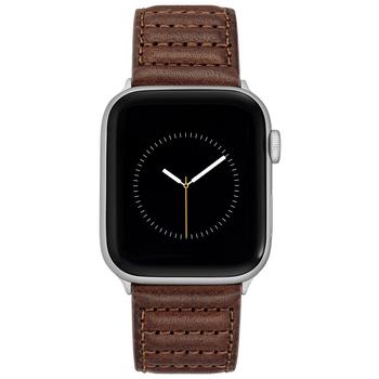 商品Men's Brown Premium Leather Band with Stitched Pattern 42mm, 44mm, 45mm, Ultra 49mm Apple Watch图片