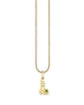 Sydney Evan | 14K Yellow Gold Emerald Wicked Elphaba Pure Boot Charm Necklace, 18",商家Bloomingdale's,价格¥4167