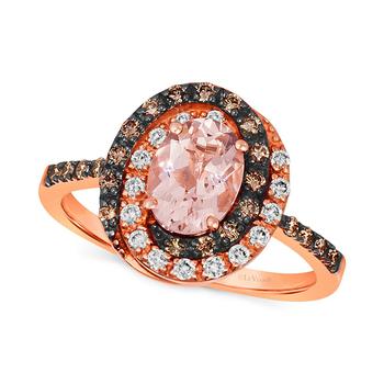 商品Peach Morganite (7/8 ct. t.w.) & Diamond (3/8 ct. t.w.) Halo Ring in 14k Rose Gold,商家Macy's,价格¥20803图片