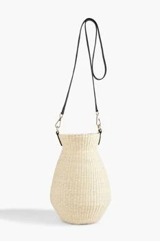 推荐Leather-trimmed straw bucket bag商品