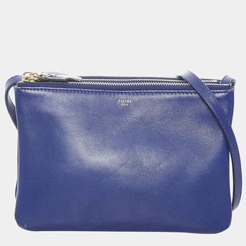 celine trio, [二手商品] Celine | Celine Blue Trio Leather Crossbody Bag商品图片 7.1折