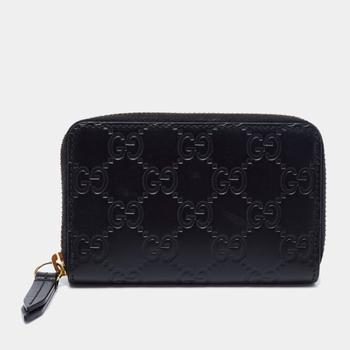 [二手商品] Gucci | Gucci Black Guccissima Leather Zip Around Card Case商品图片,9.6折