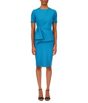 Badgley Mischka | Short Sleeve Draped Peplum Dress 满$220减$30, 满减