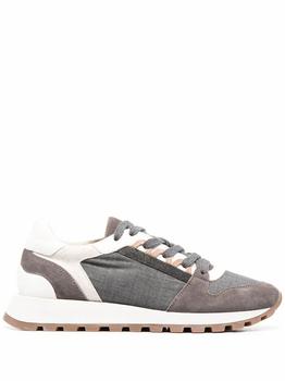 Brunello Cucinelli海淘, Brunello Cucinelli | Brunello Cucinelli Women's  Grey Leather Sneakers商品图片 8.5折