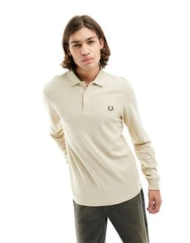 Fred Perry | Fred Perry long sleeve logo polo in dark caramel 