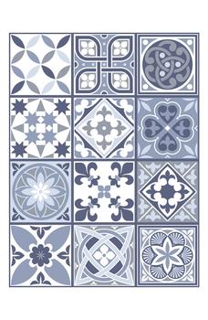 久光贴正品, WALPLUS | Lisbon Blue 120-Piece Tile Sticker Set商品图片 4.7折