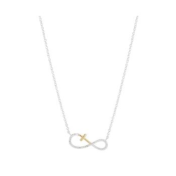 商品14K Gold Flash Plated Cubic Zirconia Cross Infinity Pendant Necklace图片