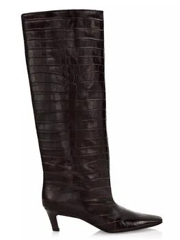 推荐The Wide Shaft Croc-Embossed Leather Boots商品