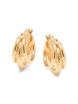 商品14K Yellow Gold Triple Hoop Earrings图片