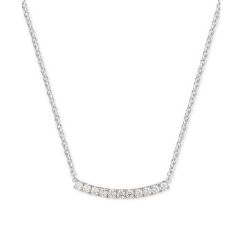 商品Cubic Zirconia Curved Bar 18" Pendant Necklace in Sterling Silver图片