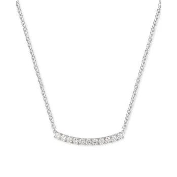 Macy's | Cubic Zirconia Curved Bar 18" Pendant Necklace in Sterling Silver,商家Macy's,价格¥470
