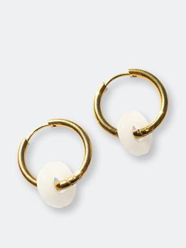商品Editor — White Oval/round Jade Stone Earrings OS/ SHAPE: ROUND,商家Verishop,价格¥380图片