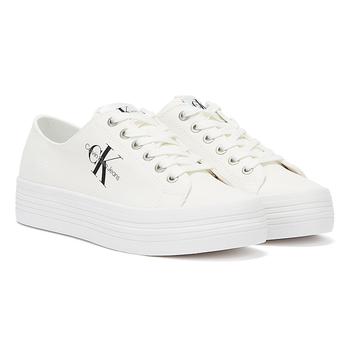 了解ck牛仔裤, Calvin Klein | Calvin Klein Jeans Vulcanized Flatform Laceup Co Womens White Trainers商品图片 6.4折
