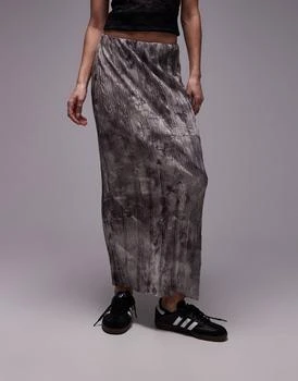 Topshop | Topshop plisse maxi skirt in grey non print,商家ASOS,价格¥122