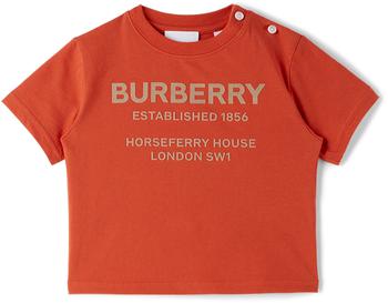 男装burberry t恤, Burberry | 红色 Horseferry Logo 婴儿 T 恤商品图片 