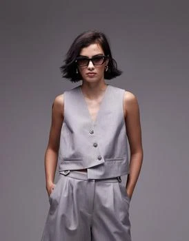 Topshop Topshop co-ord asymetric wrap waistcoat in grey