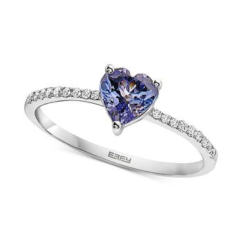 商品EFFY® Tanzanite (5/8 ct. t.w.) & Diamond (1/10 ct. t.w.) Heart Ring in Sterling Silver图片