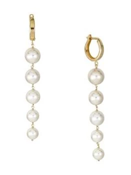 BELPEARL | 14K Yellow Gold & 5.5-8.5MM Offround Cultured Pearl Huggies Earrings,商家Saks OFF 5TH,价格¥2501