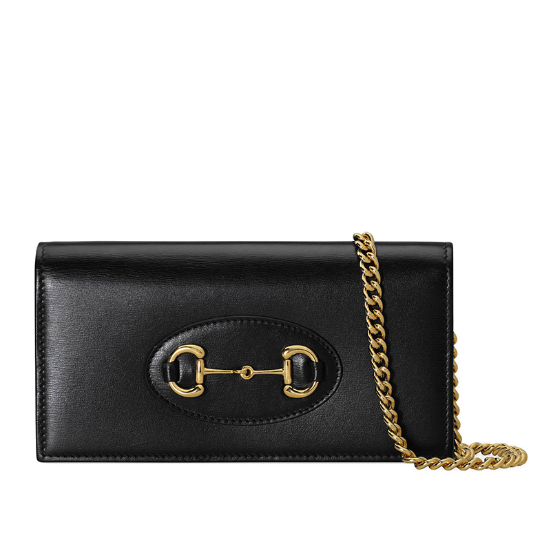 古驰链条包, Gucci | GUCCI/古驰 1955系列 黑色皮革经典马蹄扣百搭翻盖链条钱包单肩包 6218920YK0G1000商品图片 7.9折×额外9.5折, 包邮包税, 额外九五折