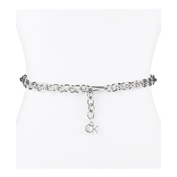 推荐Women's Silver-Tone Chain Belt with Hanging Logo Charm商品