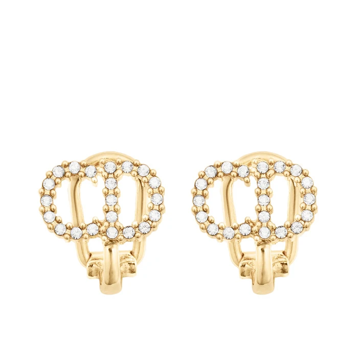 推荐Dior/迪奥 CLAIR D LUNE系列 女士金色金属镶嵌白色透明水晶CD字母造型标志耳夹耳环E1716CDLCY_D301商品
