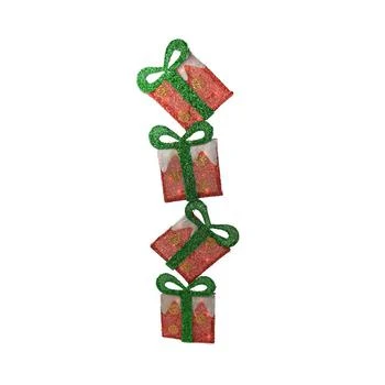 推荐44" Lighted Red Polka Dot Tinsel Stacked Flat Gift Box Outdoor Decoration商品