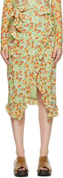 ganni floral pleated shirtdress, Ganni | Green Floral Midi Skirt商品图片 额外8.5折, 额外八五折