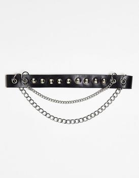 Reclaimed Vintage | Reclaimed Vintage unisex spike faux leather necklace in black商品图片,7.9折×额外9.5折, 额外九五折