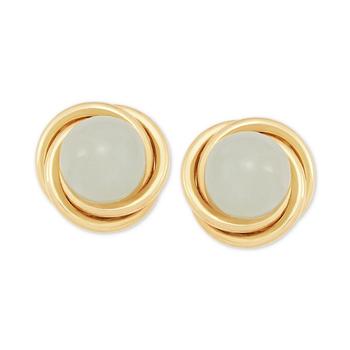 商品Jade (6mm) Button Knot Stud Earrings in 10k Gold图片