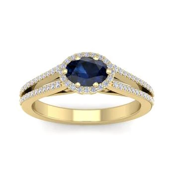 SSELECTS | 1 1/2 Carat Oval Shape Antique Sapphire And Halo Diamond Ring In 14 Karat Yellow Gold,商家Premium Outlets,价格¥3907