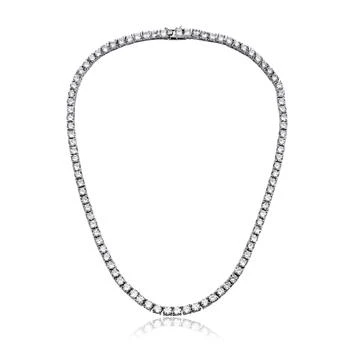Rachel Glauber | White Gold Plated Cubic Zirconia 3mm Tennis Necklace,商家Premium Outlets,价格¥770