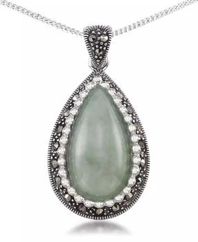 Macy's | Jade (19 x 10mm) & Marcasite Teardrop Pendant on 18" Chain in Sterling Silver,商家Macy's,价格¥515