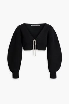 Alexander Wang | Cropped crystal-embellished wool-blend cardigan,商家THE OUTNET US,价格¥1591