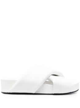 Jil Sander | Jil Sander Woman's White Leather Crossed Straps Mules商品图片,6.2折