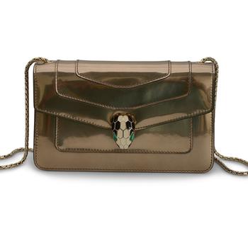 product Bvlgari Serpenti Forever Antique Bronze And Black Calf Leather And Enamel Shoulder Bag 39797 image
