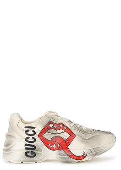 Gucci | Rython ecru distressed leather sneakers商品图片,