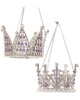 推荐Kurt Adler 2.2in Met Stones Crown Set of 2 Ornaments商品