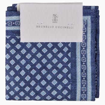 商品Blue pocket handkerchief with geometric print图片