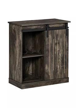 商品Industrial Sideboard Storage Cabinet Serving Bar Buffet with Sliding Barn Door and 6 Bottle Wine Rack Grey,商家Belk,价格¥847图片