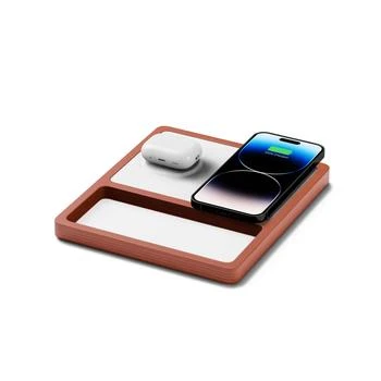 NYTSTND | DUO TRAY White - 2-in-1 MagSafe Oak Wireless Charger with USB-C and A Ports Support,商家Premium Outlets,价格¥989