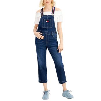 Tommy Hilfiger | Tommy Hilfiger Womens Cropped Logo Overall Jeans商品图片,5折, 独家减免邮费
