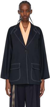 ROSETTA GETTY, ROSETTA GETTY | Navy Cotton Blazer商品图片 额外8.5折, 独家减免邮费, 额外八五折