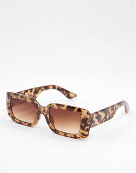 ASOS | ASOS DESIGN frame mid square sunglasses with corner bevel in milky tort   - BROWN商品图片,6.5折