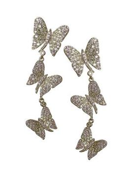 Eye Candy LA | Luxe Goldtone & Crystal Mini Butterfly Drop Earrings商品图片,5折
