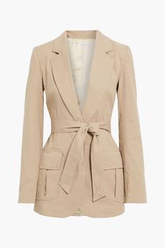 推荐Adrienne belted linen-blend twill blazer商品