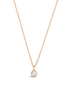 Sterling Forever | 14K Rose Gold Sterling Silver Mini CZ Bezel Necklace 3.3折, 独家减免邮费