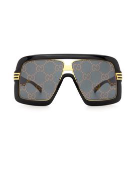 推荐Black Acetate and Gold Metal Oversized Frame Men's Sunglasses商品